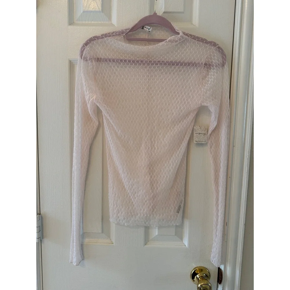 Free People Intimately Minding My Business Sheer Mesh Top XS Apple Blossom NWT